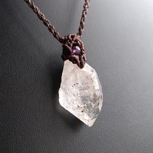 ガネッシュヒマール産】ヒマラヤ水晶の天然石マクラメペンダント[PEN-5