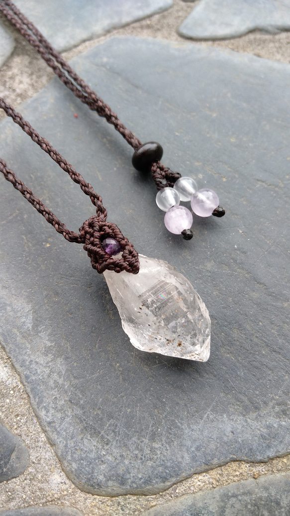 ヒマラヤ水晶 ガネッシュヒマール ＊ マクラメネックレス ペンダント 11 ヒマラヤ水晶 ガネッシュヒマール ＊ マクラメネックレス ペンダント