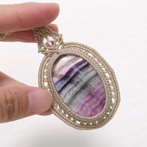 フローライトマクラメネックレスmac331天然石エスニックアジアン  