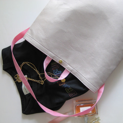 ショッパー ピンクゴールド+ピンク 本革製　ショッパーバッグ 1枚目の画像