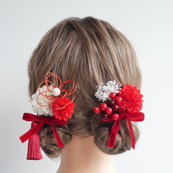 A414 つまみ細工 髪飾り 白 卒業式 袴 結婚式 ドライフラワー 成人式