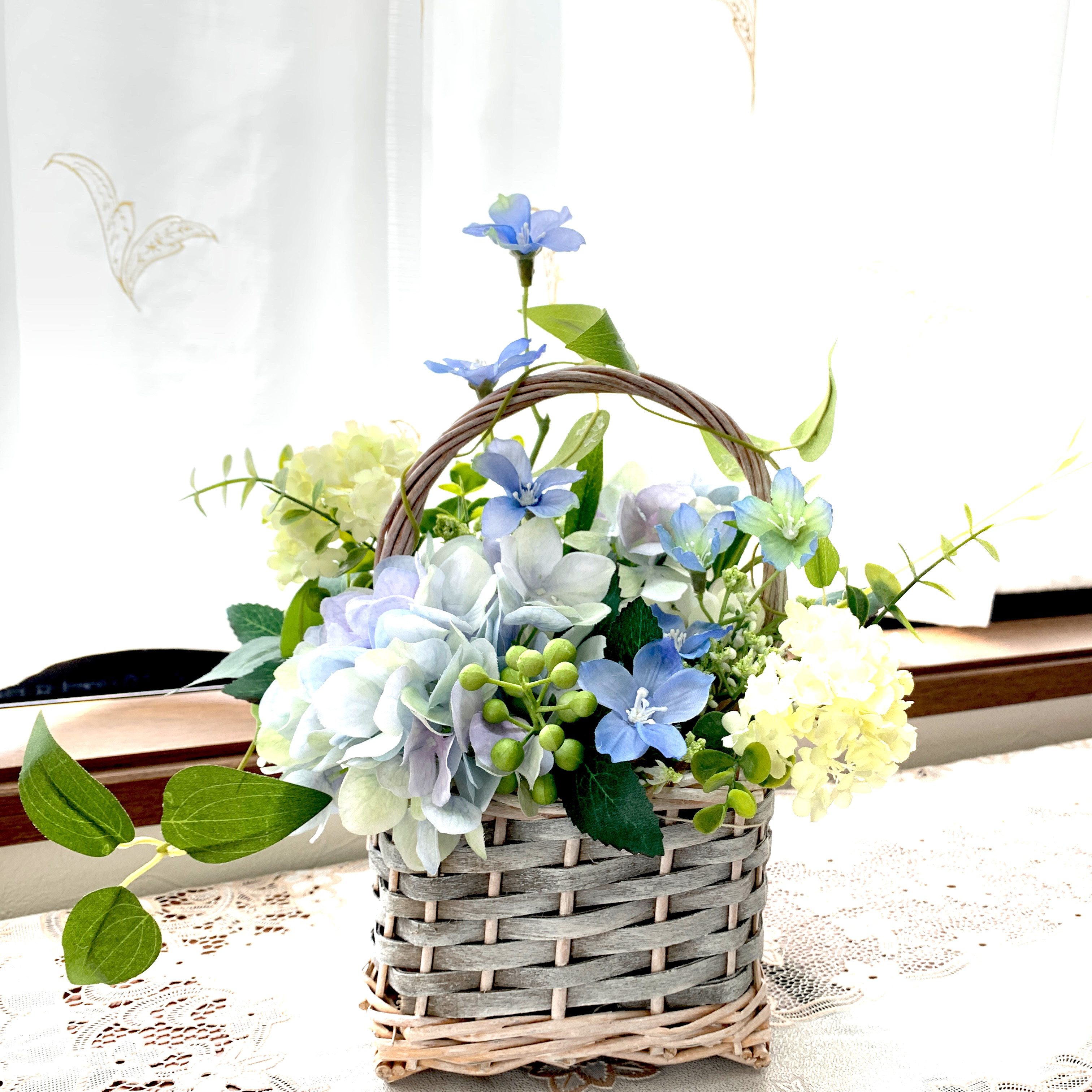 【新作】あじさいのパニエ　〜アーティフィシャルフラワー〜