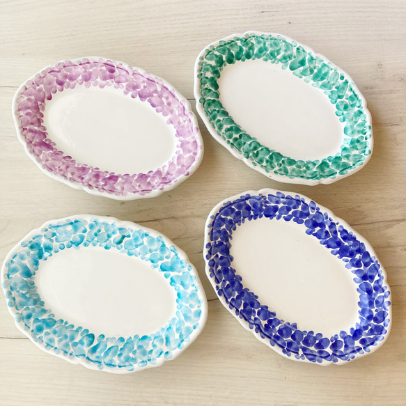 イタリア 大皿 4枚 セット 4枚セット オーバルプレート トマト柄