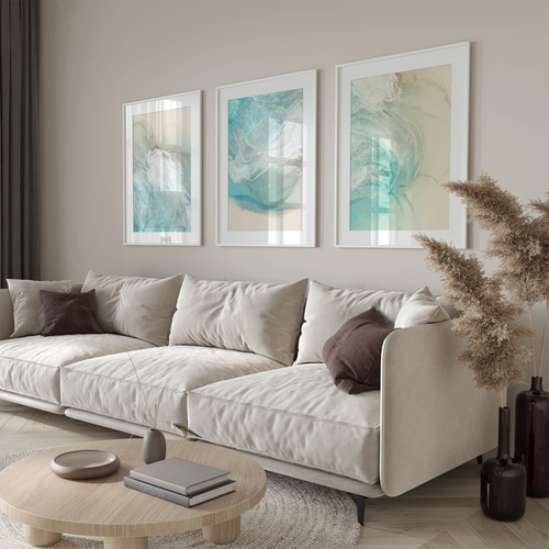 アートポスター 北欧風 シンプルモダン 抽象画 ターコイズ ミント