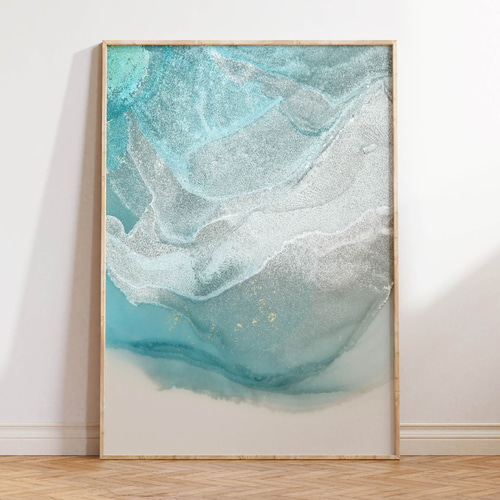 アートポスター 北欧風 シンプルモダン 抽象画 ターコイズ ミント