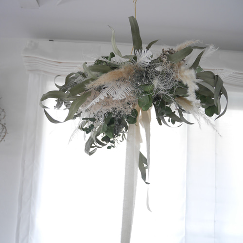 ユーカリドライフラワーリースフライングリース