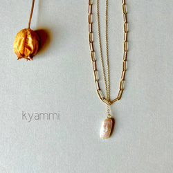 幾何学的なスクエア ロングネックレス～シルバー～ ネックレス