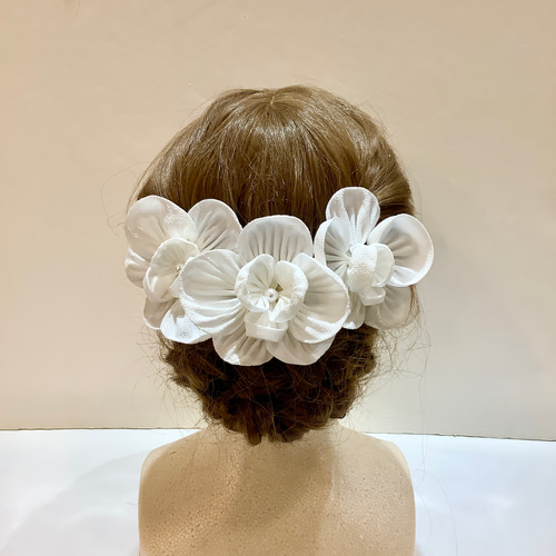 胡蝶蘭 ウエディング 成人式 つまみ細工 髪飾り ヘッドドレス ヘア