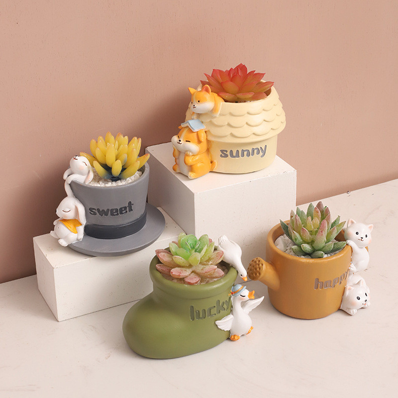 手描き小鉢AE】韓国 手描き小鉢シリーズ かわいい 植木鉢 なが