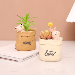 ミニプランター 可愛い植木鉢 小型 卓上用 かわいい動物多肉植物用 花器 観葉植物用 フラワーポット ミニ盆栽 2枚目の画像
