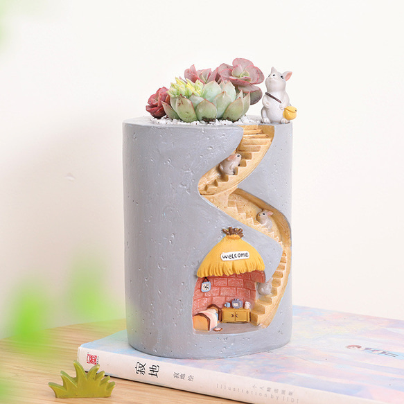 ミニプランター 可愛い植木鉢 小型 卓上用 多肉植物用 かわいいハリネズミ花器 観葉植物用 フラワーポット 3枚目の画像