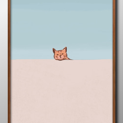 13492　ポスター　絵画　A3サイズ『眠そうな猫　ネコ』アート　イラスト　デザイン　上級マット紙　北欧 1枚目の画像