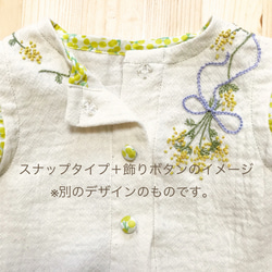 【キッズ】フレンチリネンのかすみ草刺繍フリルワンピース 15枚目の画像