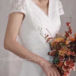 ウェディングドレス 袖あり 半袖 ７号９号11号 ブライダル 結婚式 挙式 前撮り ワンピース　gcd_80012 5枚目の画像