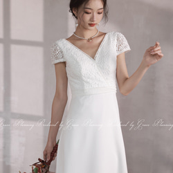 ウェディングドレス 袖あり 半袖 ７号９号11号 ブライダル 結婚式 挙式 前撮り ワンピース　gcd_80012 4枚目の画像