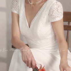 ウェディングドレス 袖あり 半袖 ７号９号11号 ブライダル 結婚式 挙式 前撮り ワンピース　gcd_80012 8枚目の画像