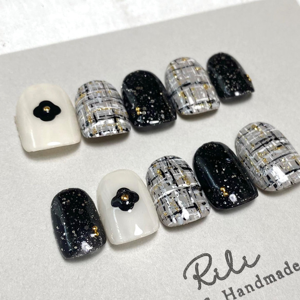 モノトーンツイードネイル ネイルチップ（つけ爪） nailsalonrili 通販  