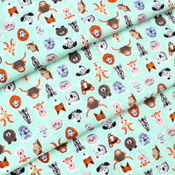 カットクロス Windham Fabrics A is for Animals Friendly Faces Green 5枚目の画像