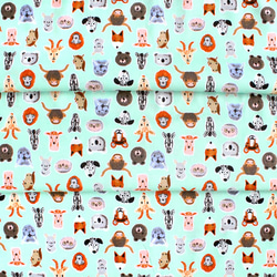 カットクロス Windham Fabrics A is for Animals Friendly Faces Green 6枚目の画像