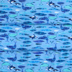 カットクロス Windham Fabrics Icy World Cetaceans Periwinkle 6枚目の画像