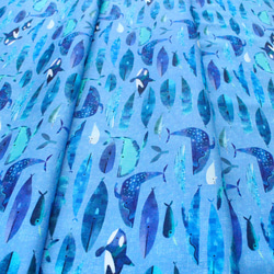 カットクロス Windham Fabrics Icy World Cetaceans Periwinkle 4枚目の画像