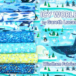 カットクロス Windham Fabrics Icy World Cetaceans Periwinkle 7枚目の画像