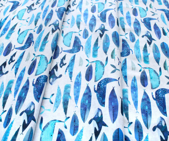 カットクロス Windham Fabrics Icy World 52970D-3 Cetaceans White 4枚目の画像