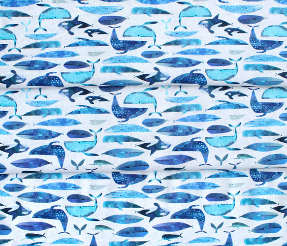 カットクロス Windham Fabrics Icy World 52970D-3 Cetaceans White 6枚目の画像