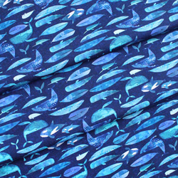 カットクロス Windham Fabrics Icy World 52970D-4 Cetaceans Navy 5枚目の画像