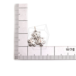 ERG-2422-R【2 pieces】立方氧化鋯花朵耳環，CZ花朵耳柱 第5張的照片