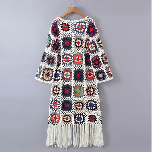 手編み 春夏 ロングカーディガン かぎ針編み カーディガン tumugi 通販  