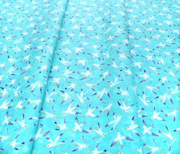 カットクロス Windham Fabrics Icy World 52971D-6 Seagulls Aqua 4枚目の画像