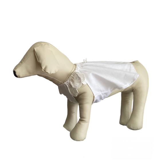 犬服 ホワイトレースフリルギャザーキャミソール 2枚目の画像