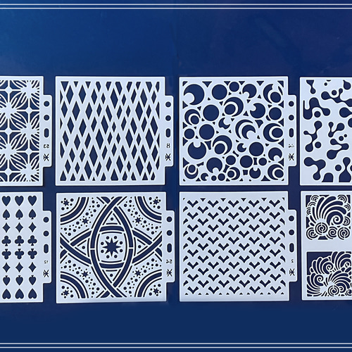 M-41】 ステンシルシート 8枚 セット 柄 模様 編み図・パターン Re