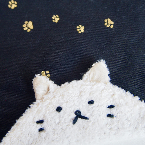 ネーム入れ、名入れ可♪miniねこちゃん タオルハンカチ（白