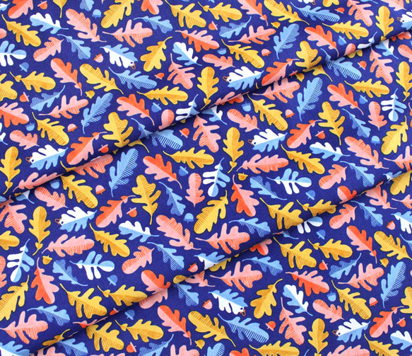 カットクロス Windham Fabrics Sweet Oak 51307-1 Oak Leaf Navy 5枚目の画像