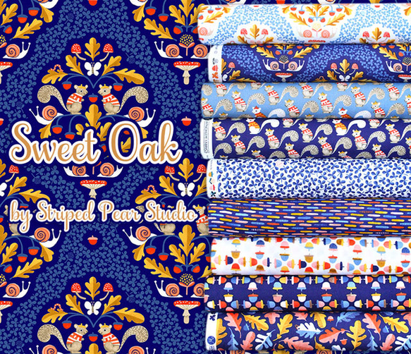 カットクロス Windham Fabrics Sweet Oak 51307-1 Oak Leaf Navy 7枚目の画像