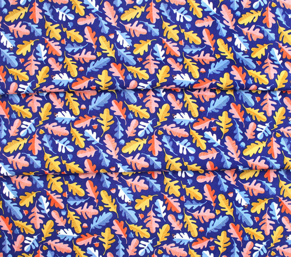 カットクロス Windham Fabrics Sweet Oak 51307-1 Oak Leaf Navy 6枚目の画像