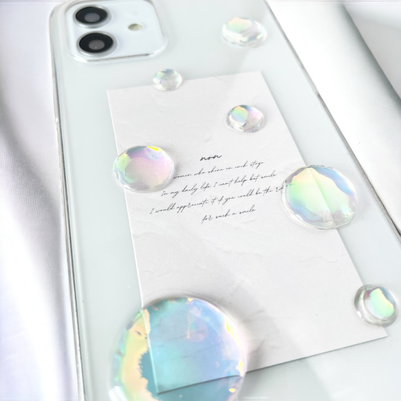 iPhone 全機種対応　ケース シャボン玉　オーロラ　クリア　レジン　シンプル　 5枚目の画像