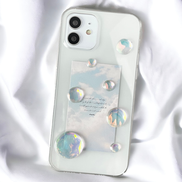 iPhone ケース 全機種対応 シャボン玉 オーロラ クリア シンプル 