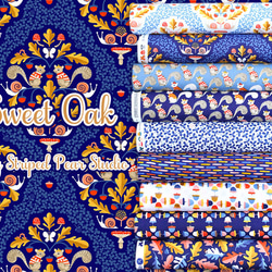カットクロス Windham Fabrics Sweet Oak 51308-1 Acorns Navy 7枚目の画像