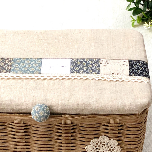 てったさま専用☆【1/5迄】時代物 蓋付き編み籠 内布付 蓋付きブラック編み籠 フラワー 26.5cm かご 籠 カゴ バスケット