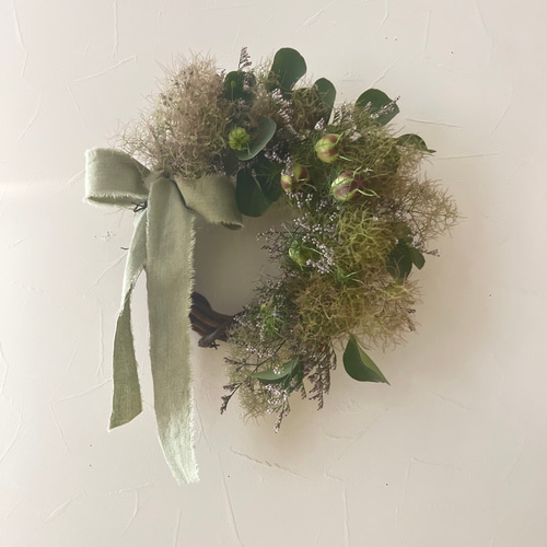 夏の花 ふわふわスモークツリーのリース リース atelier bonheur 通販
