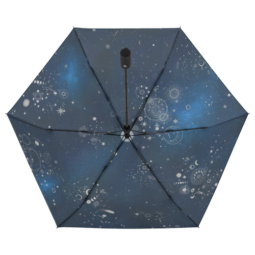 晴雨兼用、雨の中でも星空の世界を楽しめる、天体総柄（シルバー
