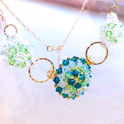 20％オフ】スワロフスキービーズ ラウンドモチーフ ネックレス＆ピアス