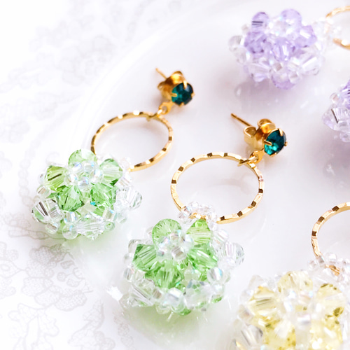 20％オフ】スワロフスキービーズ ラウンドモチーフ ネックレス＆ピアス