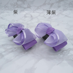 ひらふわアーチ型バナナクリップ❀紫❀紫陽花ハンドメイド2024❀ 3枚目の画像