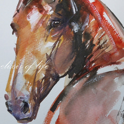 振り向く馬２０２３（水彩画用紙２８ｃｍ×２０ｃｍ、墨、水彩） 2枚目の画像