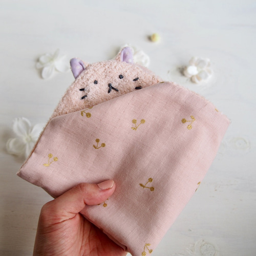 ピンク限定２枚✨猫ハンカチ ３つの願い✨ ねこ紅茶 2種 今治製 タオルハンカチ 2柄 猫グッズ お礼 お返し