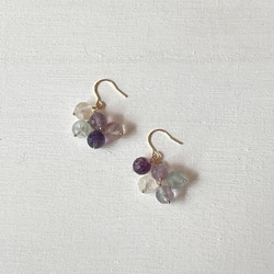 のんたん様 フローライト カービングピアス フローライト ピアス（フック・チェーン） の人気通販｜Creema